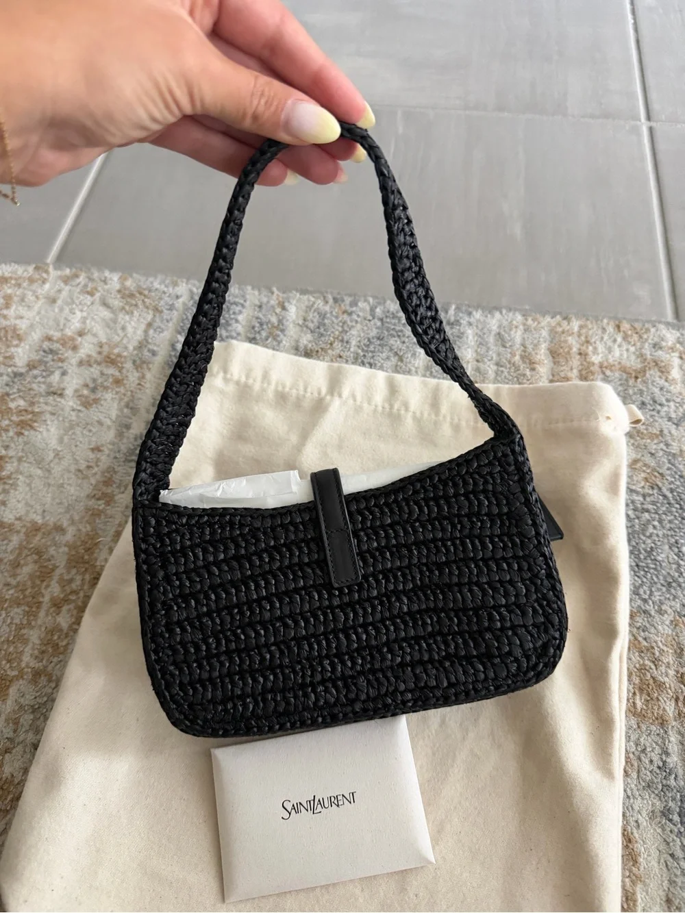 Saint Laurent YSL Le 5 A 7 Mini Raffia Shoulder Bag! - Picture 5 of 8
